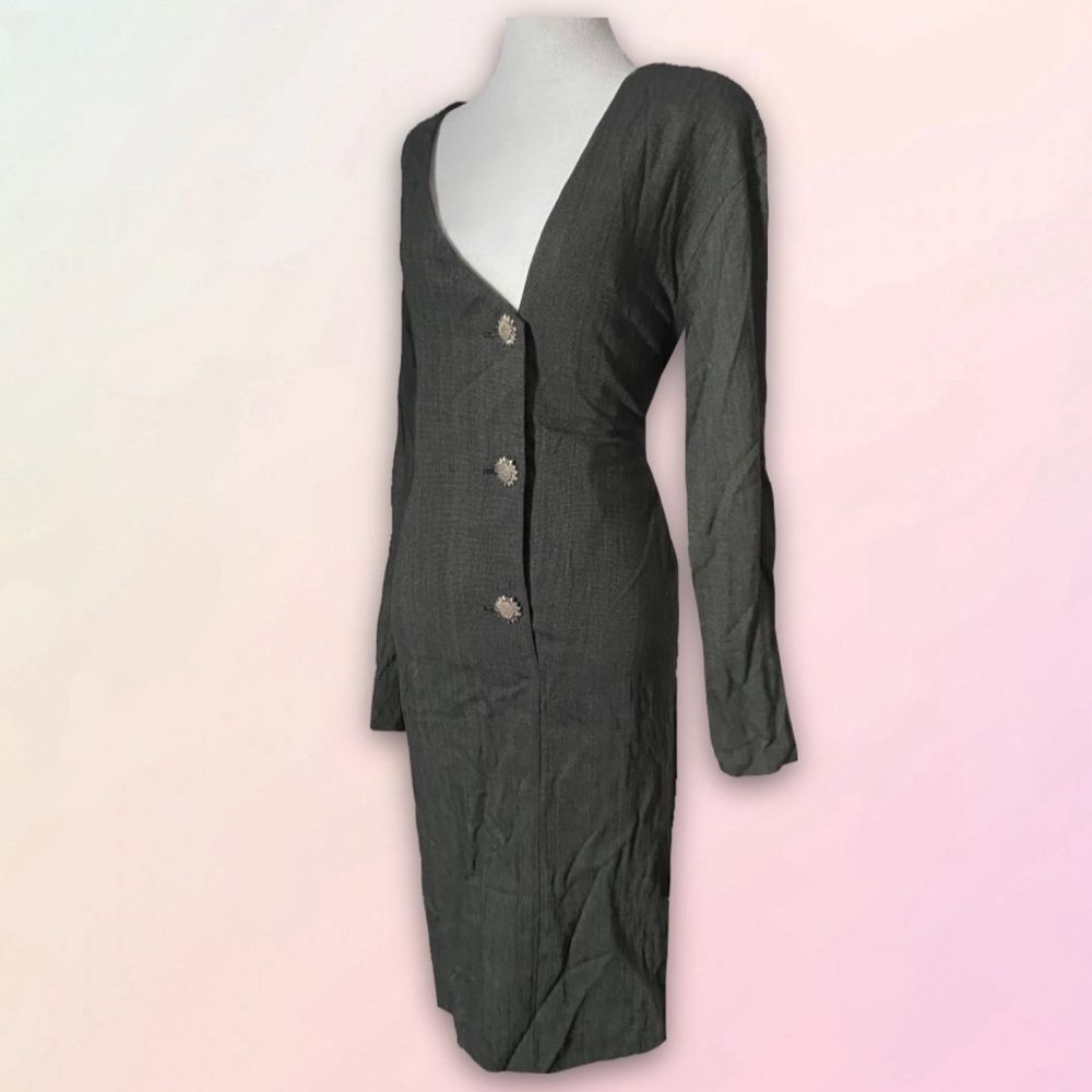 Vintage, Virgo II, Gray Micro Checkered Blazer Dress